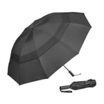 G4Free Grand parapluie pliable de 157,5 cm, 10 baleines, parapluie de voyage compact robuste pour ouverture automatique, coupe-vent, imperméable, double auvent, Noir, grand, Compacte