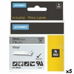 Laminerat Band till Etikettskrivare Rhino Dymo ID1-12 12 x 5,5 mm Svart Vit Vinyl Självhäftande (5 antal)