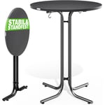 Casaria - Table de bar ronde Ø70 ou 80 cm pliable haute de 110 cm plateau de table en mdf mange debout table d'appoint Gris 70cm