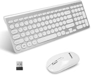 Ensemble Clavier Et Souris Sans Fil,Clavier D'Ordinateur Ergonomique Usb Et Souris Sans Fil Silencieuse,Ordinateur De Bureau/Mac Os,Argent