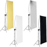 Neewer 90 x 180 cm Photo Studio Flat Panel Light Reflector with 360 Degree Rotating Holding Bracket and Carrying Bag - Gold/Silver and Black/White