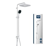 GROHE Vitalio Comfort 250, Colonne de Douche avec Inverseur Manuel, Douchette Vitalio Comfort 11cm 2 jets, Flexible 1,5m, Economie d'Eau, Chromé, 26986001