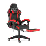 Fauteuil gamer ergonomique - Rattantree Chaise de bureau - Avec appui-tête, Support lombaire et Repose-pieds - Hauteur Réglable