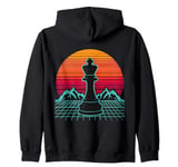 King Chess Piece Retro Vintage Gaming 80s Style Futuristic Zip Hoodie