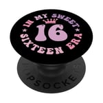 In My Sweet Sixteen Era 16th Birthday Groovy Retro 16th PopSockets Adhesive PopGrip