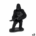 Dekorativ figur Gorilla Guitar Sort 17,5 x 38 x 27 cm (3 enheder)