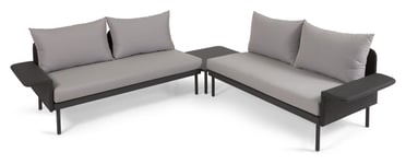 Kave Home Zaltana Lounge Hjørnesofa m. bord, Matt Sort aluminium