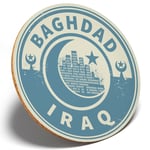 1 x Awesome Iraq Baghdad Blue - Round Coaster Kitchen Student Kids Gift #7444