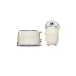 Pack  Grille-Pain Toaster 2 Fentes 950W + Presse Agrumes 70W Crème SMEG