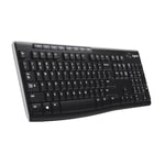 Logitech K270 Clavier Sans Fil pour Windows, 2.4 GHz Sans Fil, Taille Standard, Pavé Numérique, 8 Touches Multimédia, Pile Durée 2 ans, PC, Ordinateur Portable, Clavier Français AZERTY - Noir