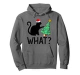 Funny Cat What Santa Black Cat Pushing Christmas Tree Pullover Hoodie