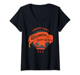 Womens Deadwood South Dakota USA Bison Design Souvenir V-Neck T-Shirt