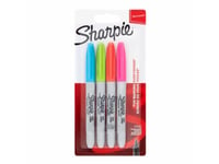 Sharpie 2065403, Blå, Grön, Orange, Rosa, Fibre Tip, Fin, 1 Mm, Keramiska, Tyg, Läder, Papper, Plast, 4 Styck