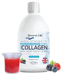 Reverse Life - Marine Collagen - Hydrolysed Peptide Supplement Drink Infused with Vitamin C, D, Hyaluronic Acid, and Biotin - High Strength Dietary Supplement 10000mg