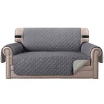 Sofa Covers Loveseat Couch Covers Waterproof Sofa Slipcover for Sectional Sofa Chaise Reversible Furniture Protector with Elastic Straps for Dogs Cats (Grey, 2 Seater)