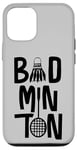 Coque pour iPhone 14 Pro Cool Badminton Minimal Art, volant de badminton et raquette