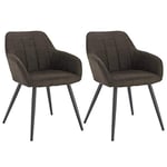 WOLTU Lot de 2 Chaises de Salle à Manger avec accoudoirs, Chaise de Salon Structure en métal et Assise en Tissu Scientifique,Brun Foncé BH224dbr-2