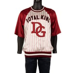 Dolce & Gabbana Soie T-Shirt Avec Royal King Dg Logo Broderie Rouge Blanc 11085