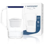 Wessper Carafe Filtrante 3,3 l, avec Compteur LED, Carafe a eau, Cartouche à Charbon actif Réduit le Calcaire et le Chlore, Cartouches Carafe Filtrante, BPA FREE – Blau