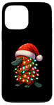 Coque pour iPhone 13 Pro Max Ornithorynque portant un chapeau de Père Noël, tenant une boîte cadeau de Noël