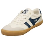 Gola Badminton Womens Casual Trainers in Off White Navy - 3 UK