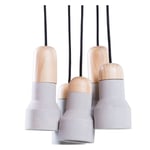 Lustre Design Set de 5 Lampes Suspension Grises en Béton et Bois Clair E14 Max. 40W pour Cuisine ou Salle à Manger au Style Industriel Urbain Beliani