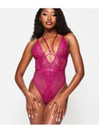 Ann Summers The Obsession Crotchless Body - Bright Pink, Bright Pink, Size M, Women