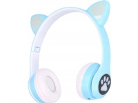 Extralink Kids Cat-Ear Wireless Headphones Blue | Wireless Headphones | Bluetooth 5.0, RGB Lighting