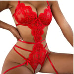 Sexig Body Spets Transparent BH RED M Red M