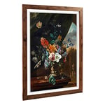 Big Box Art Framed Print of Maria Van Oosterwijk Flower Still Life 2 Design | Wall Art Picture | Home Decor for Kitchen, Living Room, Bedroom, Hallway, Walnut, A2 / 24.5x18 Inch / 62x45cm