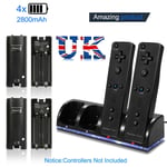 For Wii Controller 4IN1 Battery Charger Dock + 4 Battery Pack Rechargeable Black