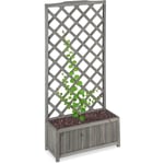 Relaxdays - Jardinière avec treillis espalier Tuteur plantes grimpantes bac à fleurs bois vigne lierre 35L, 150cm, gris