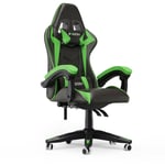 Bigzzia - Fauteuil de Bureau - Chaise Gaming - Siège de Bureau Réglable Gaming Racing - avec coussin et dossier inclinable Vert