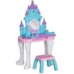 AIYAPLAY Ensemble de Coiffeuse pour Enfants 18 PCS avec Miroir et Tabouret, Table de Maquillage Design château avec lumière, Musique, sèche-Cheveux, pour Enfants de 3 à 6 Ans, Multicolore