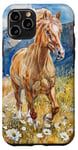 Coque pour iPhone 11 Pro Aquarelle Running Palamino Horse in Meadow