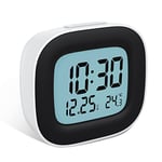 HOMVILLA Alarm Clock, Bedside Alarm Clocks Battery Operated - Digital Clock with Temperature Display, Snooze Function and Backlight for Travel, Bedroom