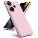 Oududianzi - Coque Compatible avec Xiaomi Poco F6 5G, [Coque Silicone Liquide] [Intérieur Microfibre] Souple Étuis en Caoutchouc Housse Antichoc Protection Bumper Coque Poco F6 5G - Rose