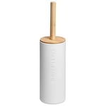 AMARE Brosse WC en Bambou avec Support Blanc 9 x 21,5 cm