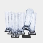 Silwy Magnetiska ölglas i plast Magnetic Plastic Glass Beer, transparent, 33 cl, 6-pack + magnetiska glasunderlägg