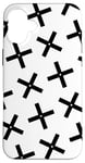 iPhone 16 Plus Bold White Black Plus Sign Crosses Design Pattern Case