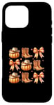 Coque pour iPhone 16 Pro Max Bottes citrouille Western Autumn Vibes Cozy Season Automne