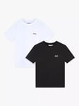 HUGO BOSS Kids' Logo T-Shirt, Pack of 2, Black/White