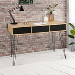 Idmarket - Bureau 3 tiroirs vintage noemi bois pied épingle