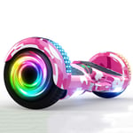 QINGMM Hoverboard,6.5" Two-Wheel Self Balancing Car with LED Light Flash And Bluetooth Speaker,Mobile App Control Electric Scooters,for Kids Adult,Pink