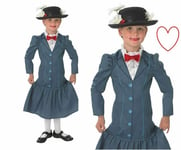 Victorian Nanny Mary Poppins Book Week Day Costume Girl's Kids Fancy Dress