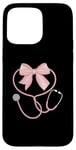 iPhone 15 Pro Max Pink Nurse Coquette Bow Stethoscope Nursing Medical Doctor Case