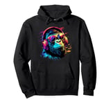 DJ Monkey with Headphones and Sunglasses Music Party Monkey Pullover Hoodie