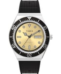 Timex Men's Q Automatic 40 mm Watch - Stainless Steel Synthetic Rubber Strap Champagne Dial Stainless Steel Case TW2W47600