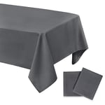 DWCN - Lot de 2 nappes anti-taches lavables et imperméables - Pour salle à manger, jardin, fête, mariage ou maison - Gris clair - 140 x 280 cm