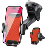 Vexloria Upgraded Car Phone Holder, Car Phone Mount 360° Rotation, With Super Strong Suction,Car Phone Cradle for Dashboard/Windscreen/Air Vent, Car Phone Holder for all 4.0''-7.0'' phones-Orange